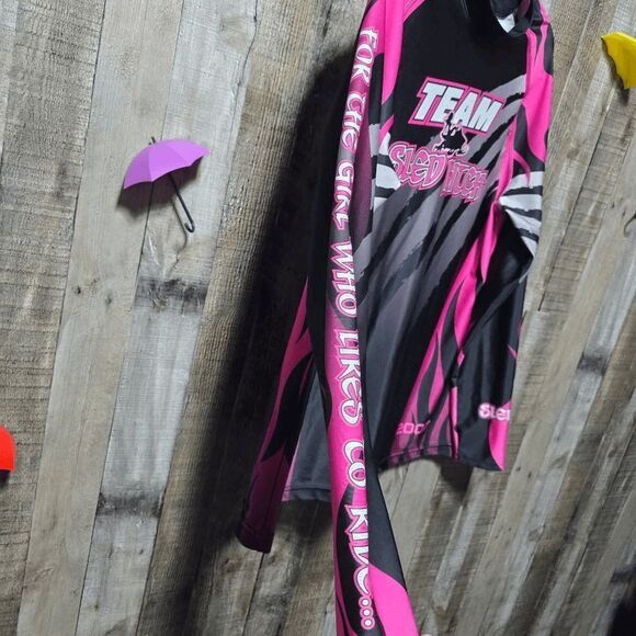 Team Sled B@%$h Vintage Y2K Black and Pink LS Jersey - Picture 5 of 8